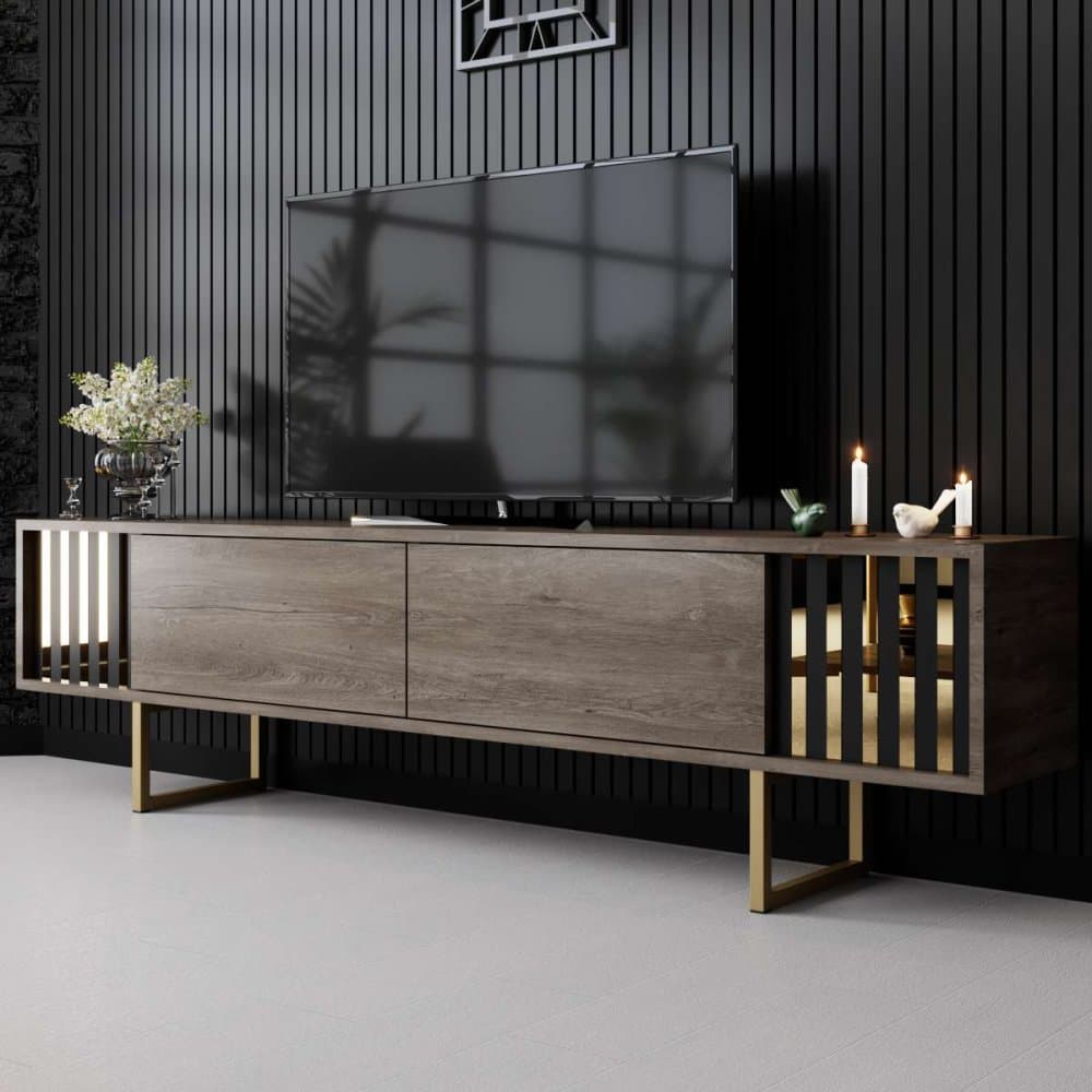 TV stolík Gold Line - Walnut, Black 1