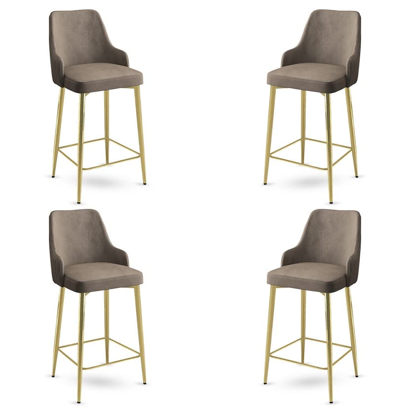 Bar Stool Set (4 Pieces) Enox - Cappuccino, Gold