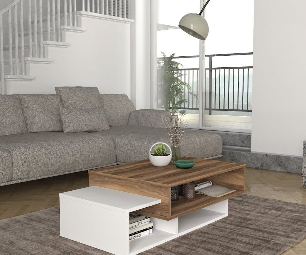 Konferenčný stolík Tab - White, Walnut 1