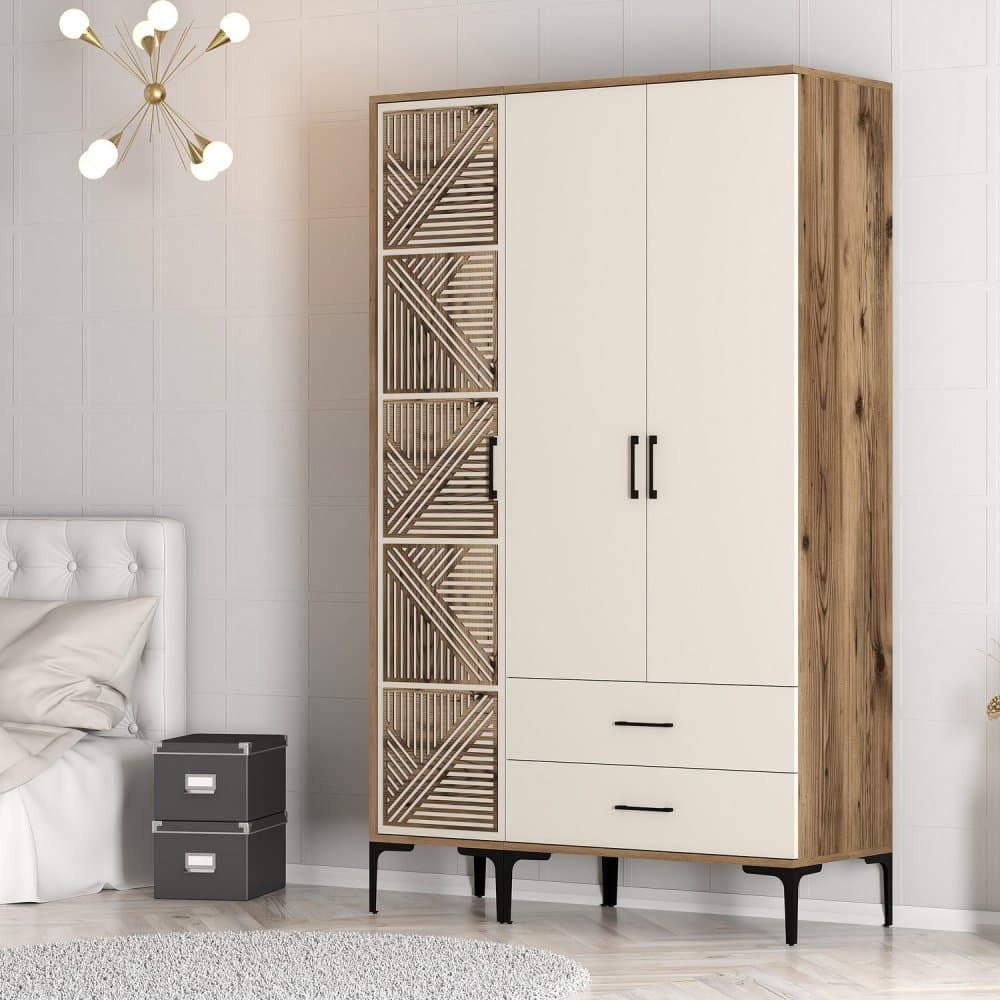 Šatníková skriňa Kumsal PT - Walnut, Cream