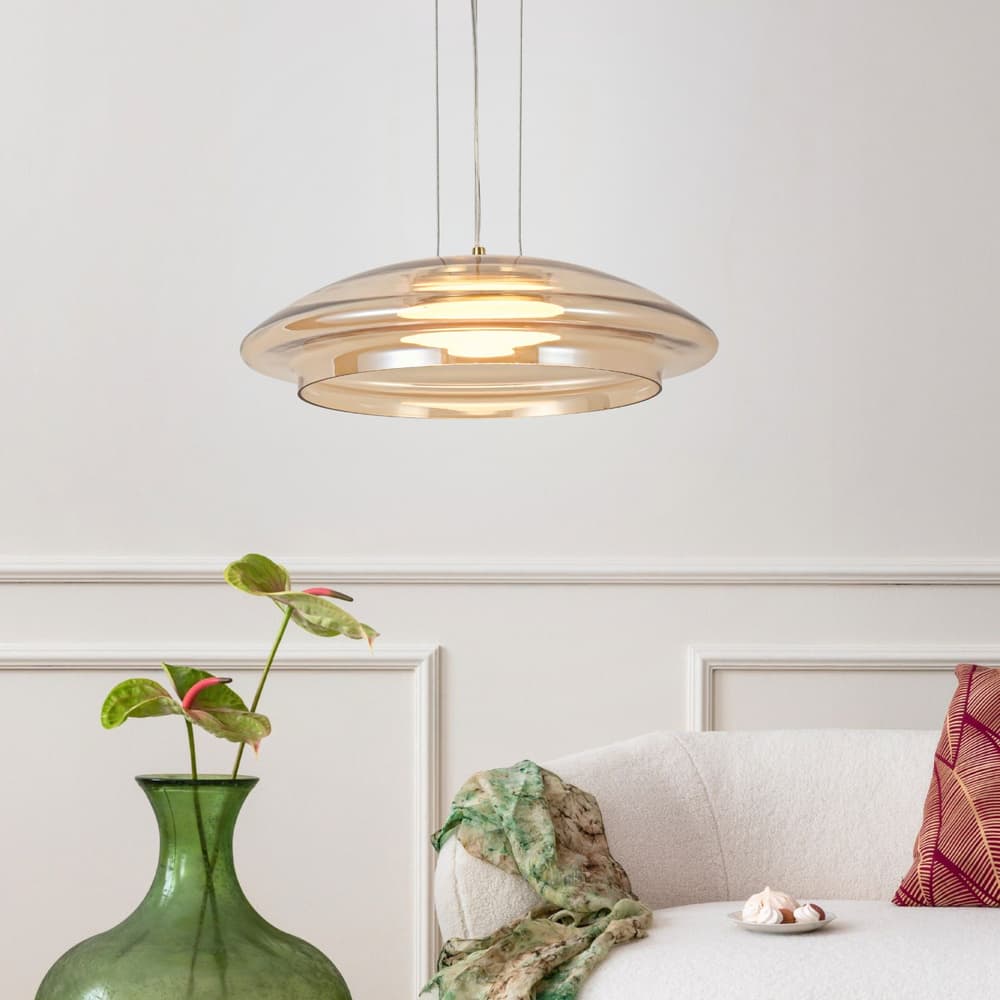 Lampa wisząca Ombre 34 szklana klosz bursztynowy biały pojedyncza GX53 1