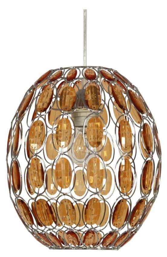 Oranžová závesná lampa s kryštálmi Selma