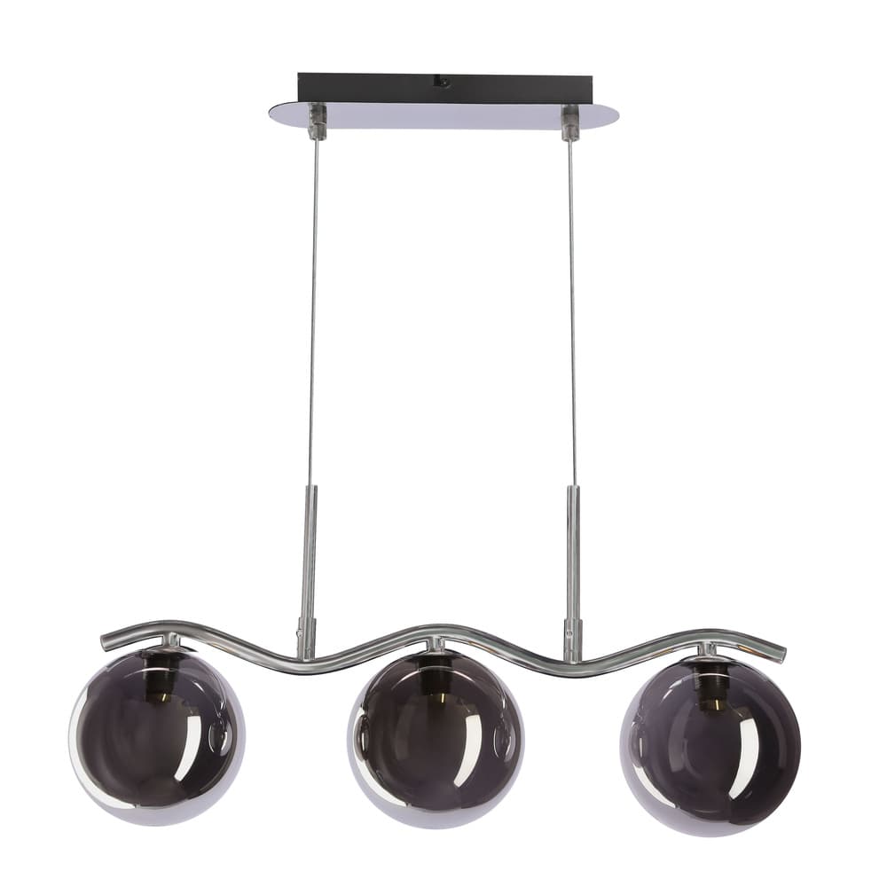 Závesná lampa LUMOS 3x20W G9 chrómové sklenené tienidlo 14 cm grafitové moderné elegantné svietidlo obývačka jedáleň kuchyňa pôvab