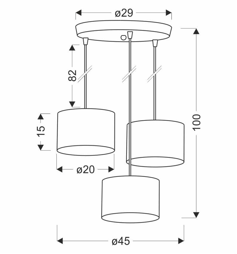 Závesná lampa PANDY čierna doska 3x40W E27 tienidlo sivá+zlatá