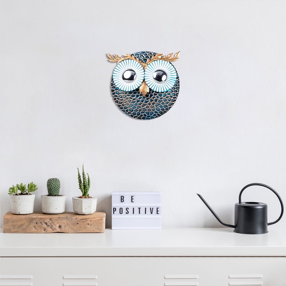 Dekoratívny kovový doplnok na stenu Owl 3 - Silver
