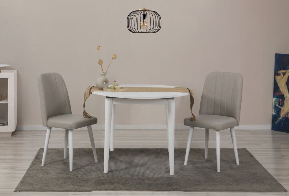 Jedálenský set s rozkladacím stolom a stoličkami (3 kusy) Vina 1005 3 v2 - White, Cream