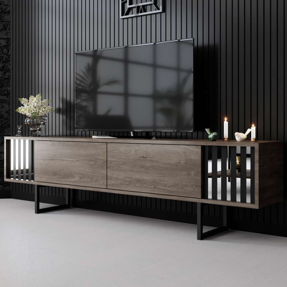 TV stolík Chrome Line - Walnut, Black