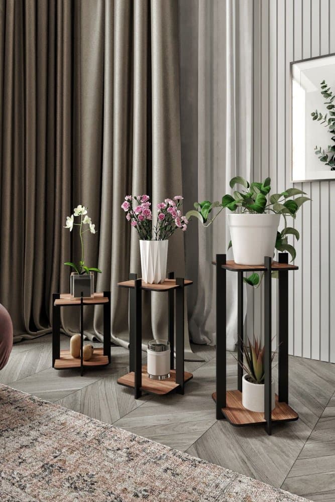 Wooden Plant Stand Flower Desk Square - Walnut 1
