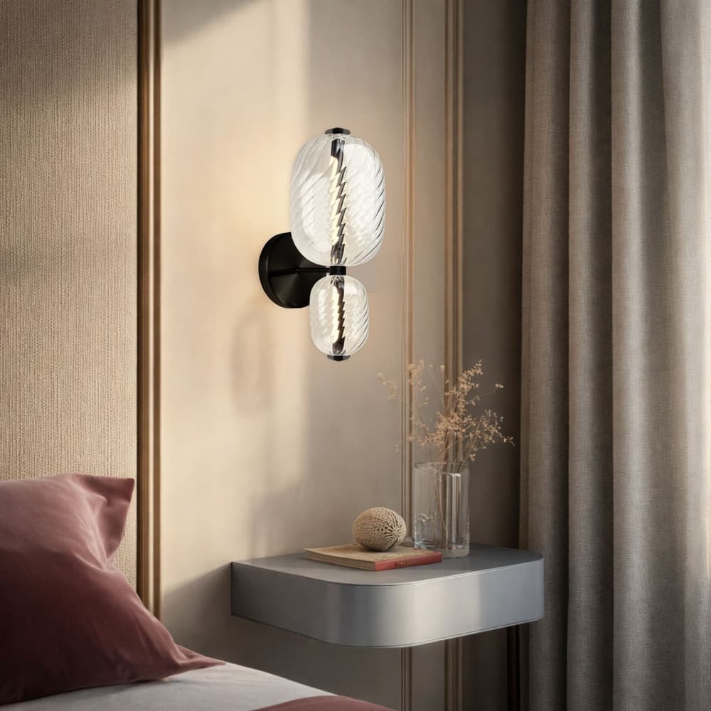 PLAYA lampa kinkiet czarny 10W LED 3000K klosz owalny bezbarwny 1