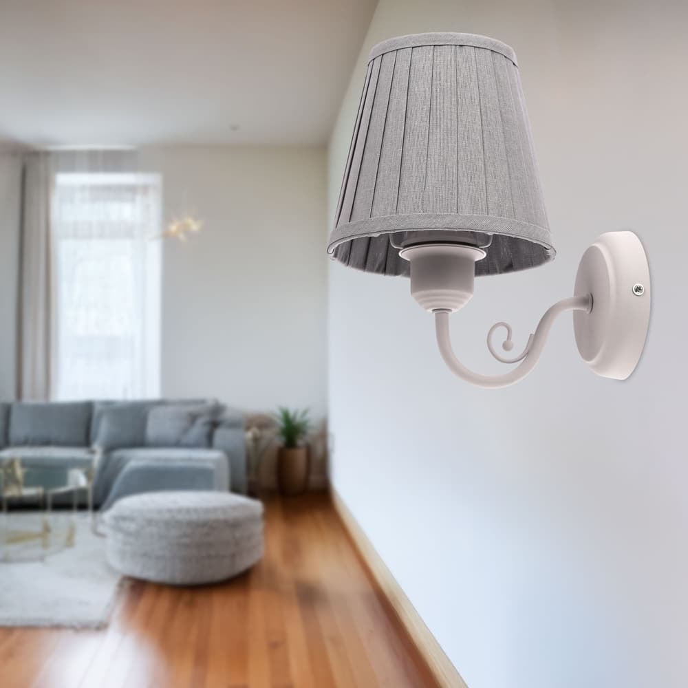 Nástenná lampa FIREZ biela 1x40W E27 sivé tienidlo 1