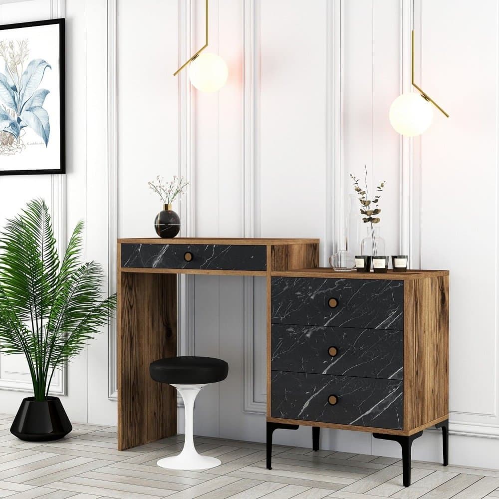 Toaletný stolík Lizbon 555 - Walnut, Black