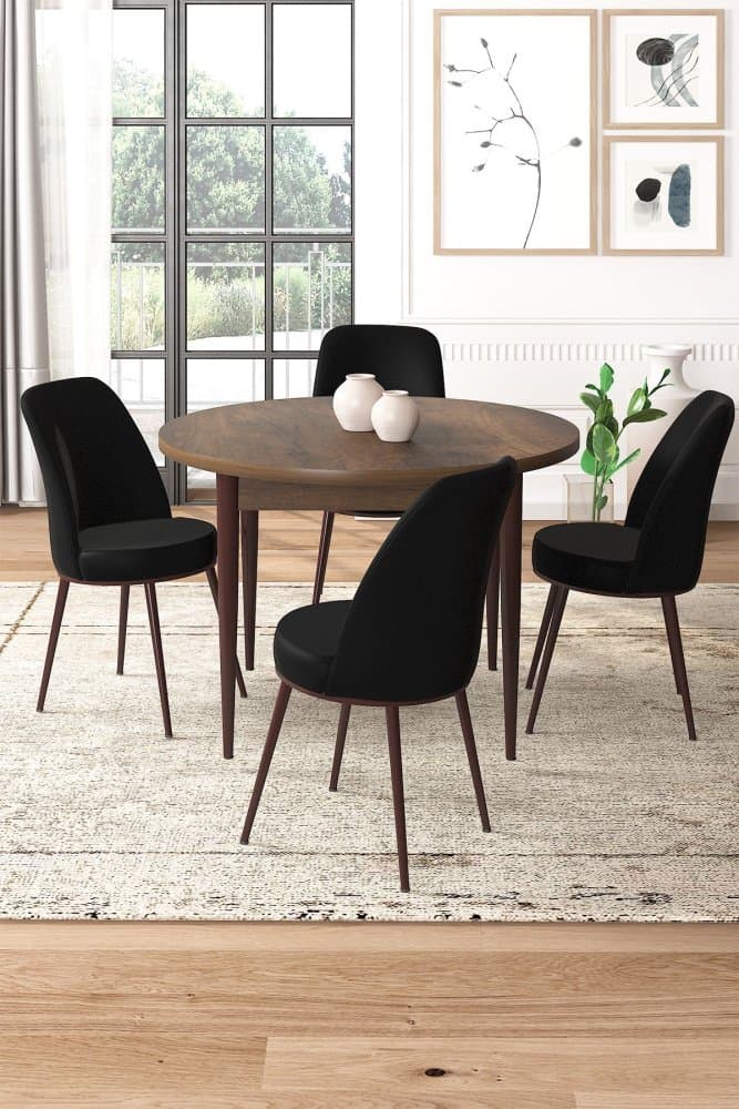 Dining Table & Chairs Set (5 Pieces) Tor - Baroque, Black 1