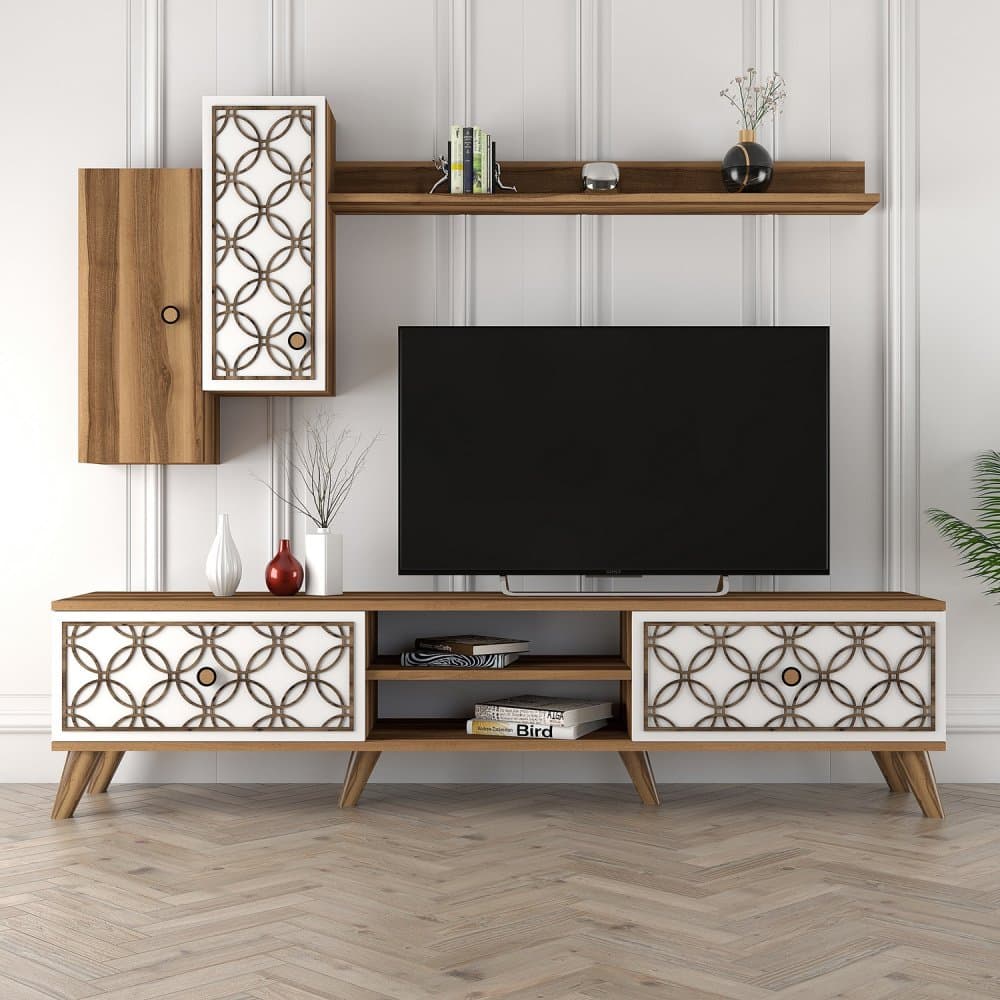 TV skrinka / Obývacia stena Class S - Walnut, White 1