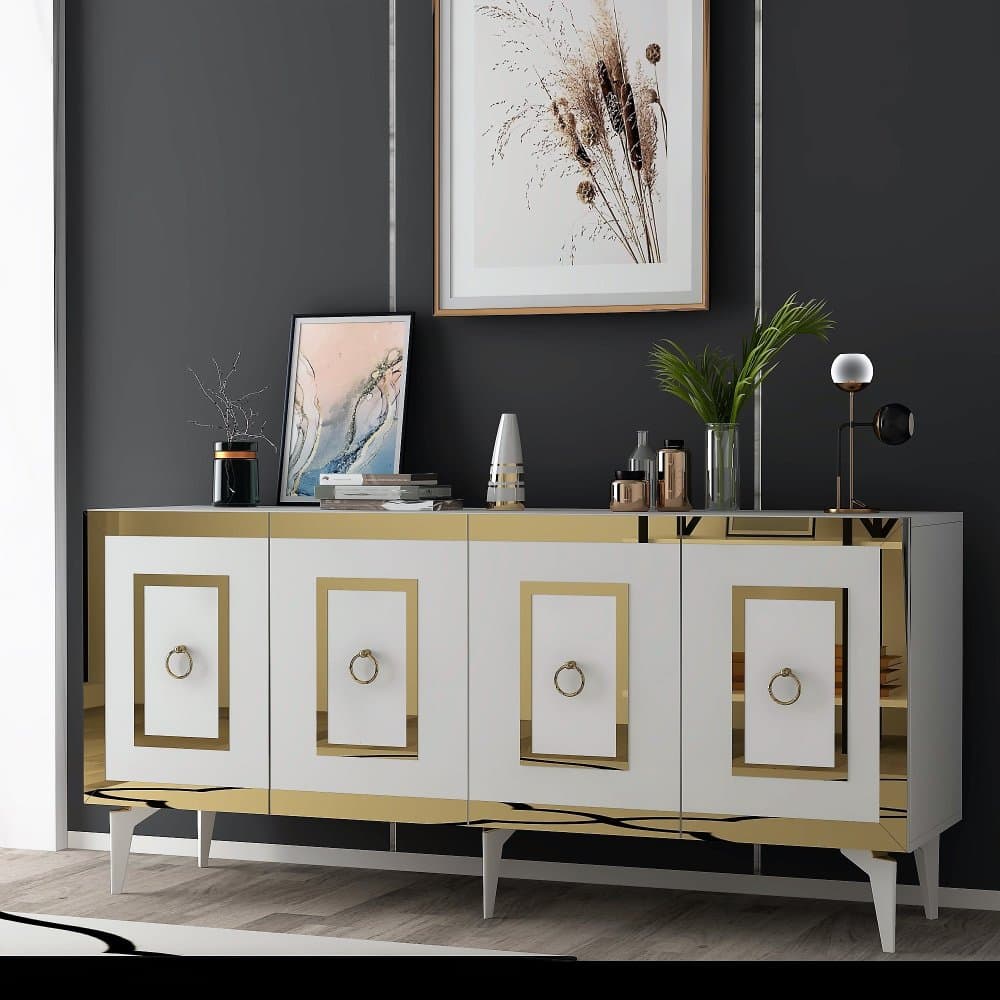 Konzolový stolík Karya - White, Gold 1