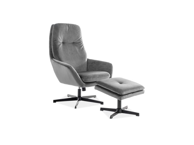 Relaxačné kreslo s podnožkou FORD VELVET Sivá