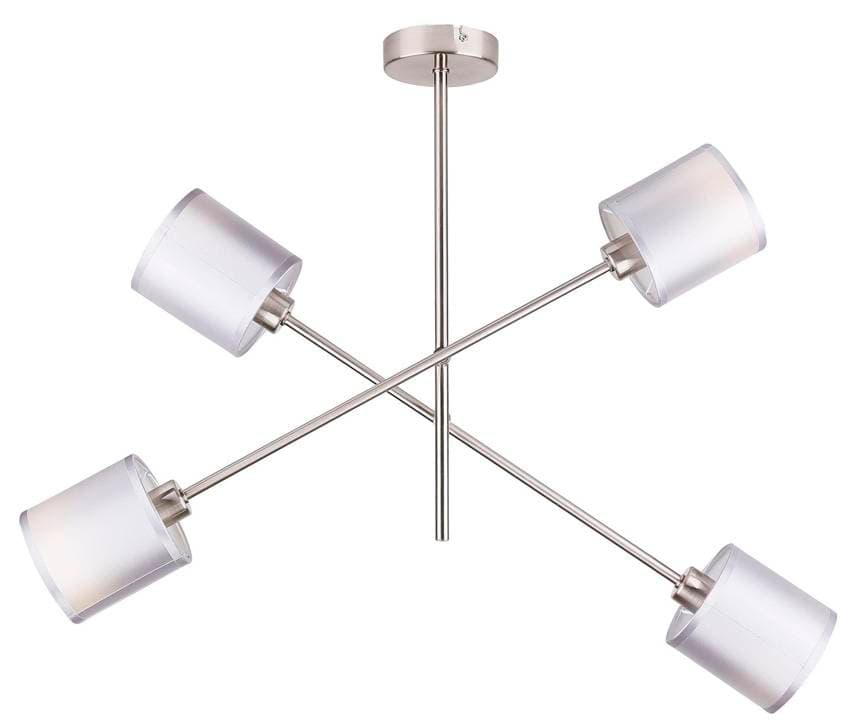 Závesná stropná lampa v saténovo-niklovom prevedení, 4x40W, Sax