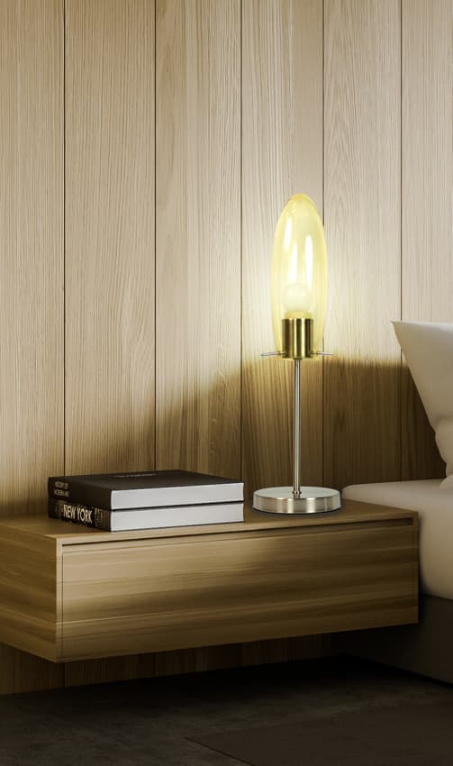 Sklenená stolová lampa, matný nikel, Melot 1