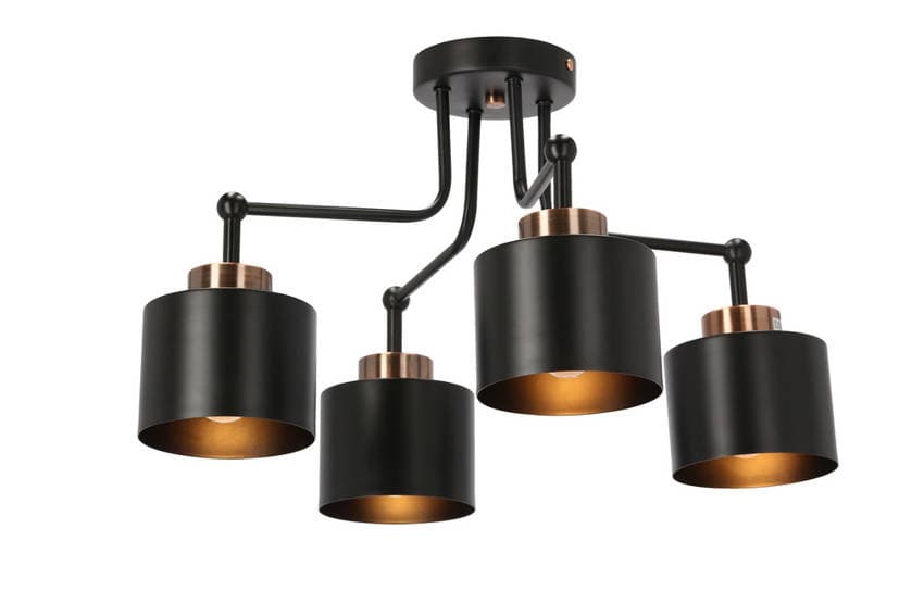 Stropná lampa čierna 4xE27 Olena