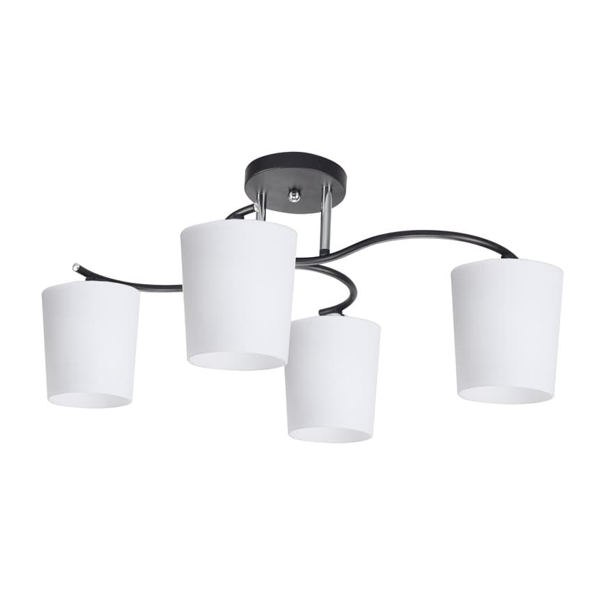 Stropná lampa Esnyr chróm + čierna 4x40 E27 biele tienidlo 1
