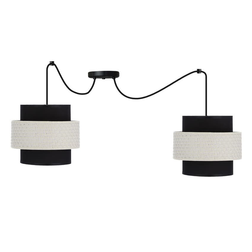 Závesná lampa Benta P čierna 2x40W E27 tienidlo čierna+krémová 1