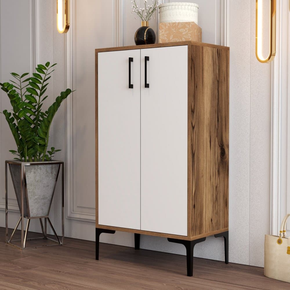 Skrinka na topánky / Botník Prag - Walnut, White 1