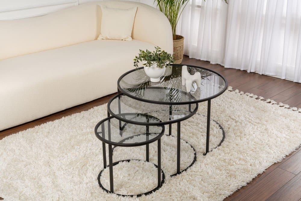 Súprava konferenčných stolíkov Aurum - 80, 60, 42 - Black, Grey 1