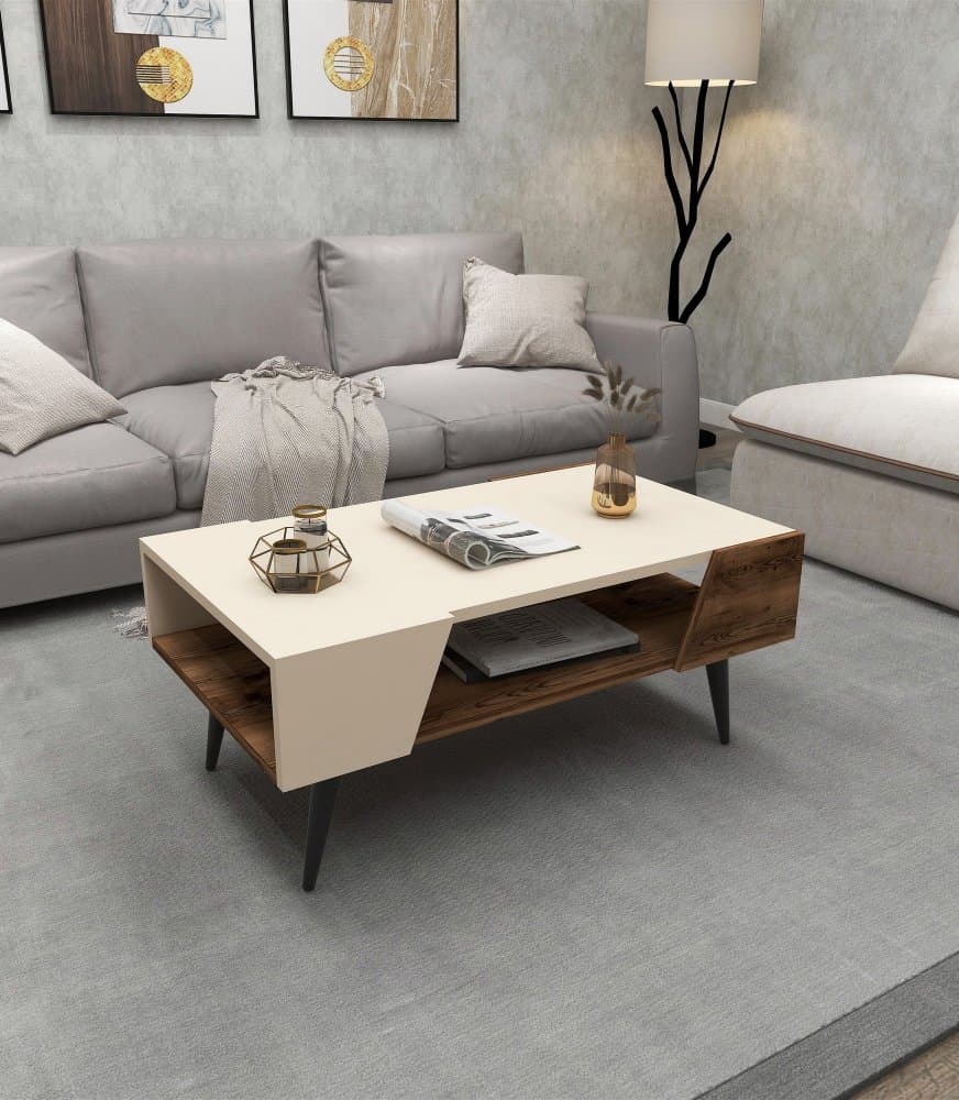 Konferenčný stolík Aren - Beige, Light Walnut 1