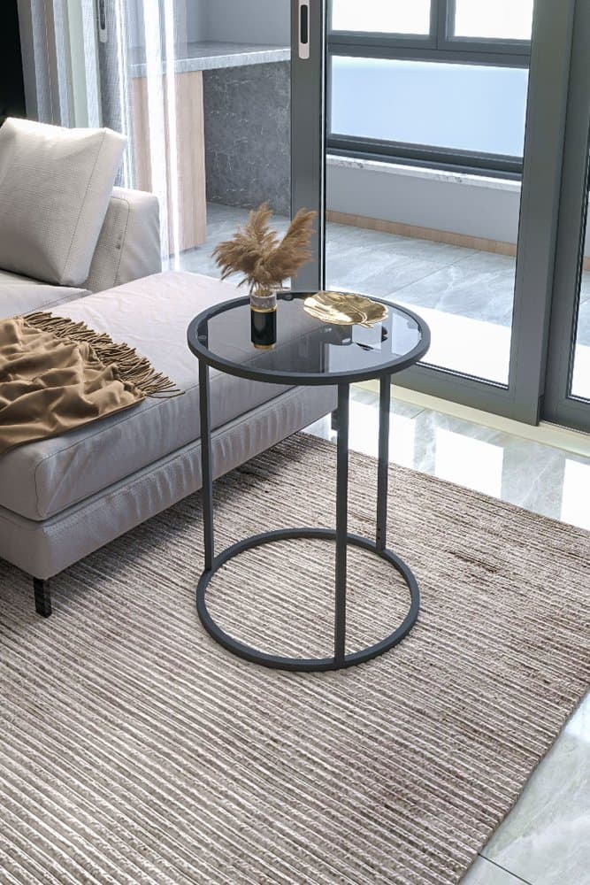 Príručný stolík / Odkladací stolík Alya Tekli - Black, Glass