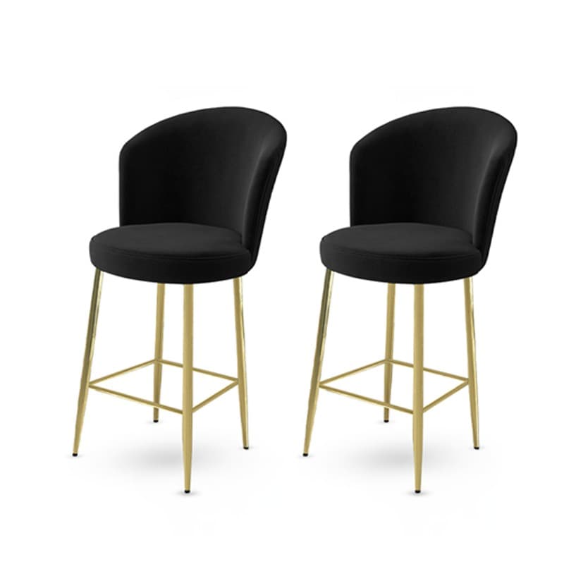 Bar Stool Set (2 Pieces) Fora - Black, Gold 1