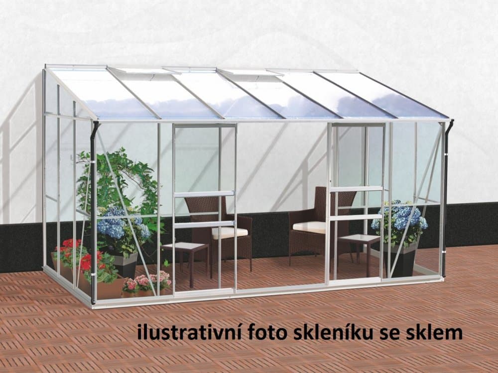 Skleník k stene IDA 7800 polykarbonát strieborný Dekorhome 1
