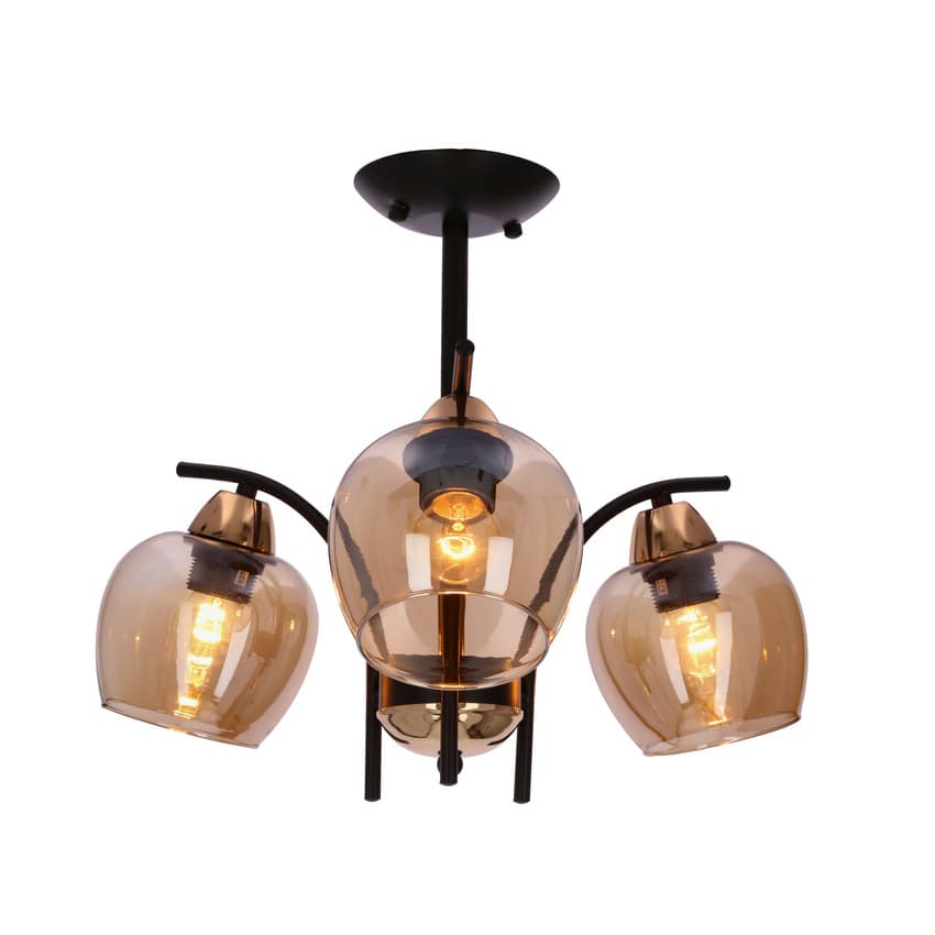 Závesná lampa MERRA čierna 3x40W E27 jantárové tienidlo 1