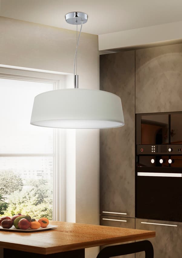 Okrúhla závesná lampa krémová, nastaviteľná výška, Blum