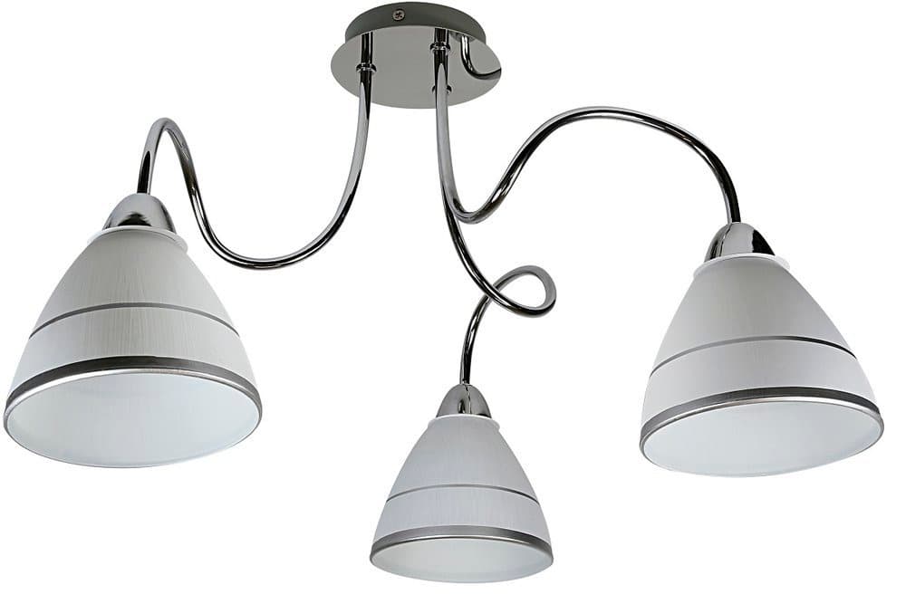 Chrómová stropná lampa, sklenené tienidlo, 3x40W, E14, Elf 1