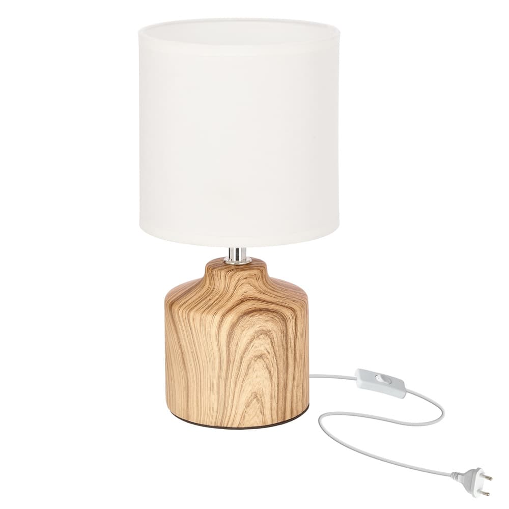 Stolová lampa MINOS s keramickým podstavcom a bielym tienidlom 1x40W E14, spálňová lampa na komodu 1