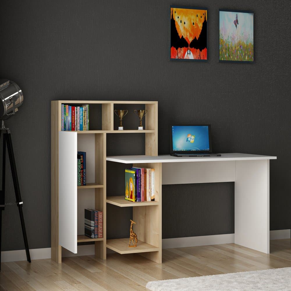 Písací stôl Bugra - White, Oak 1