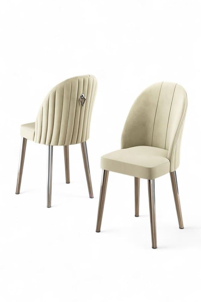 Súprava stoličiek (4 kusy) Mara - Cream, Chrome