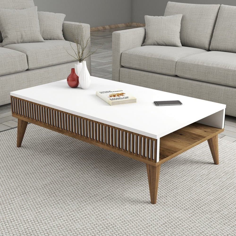 Konferenčný stolík Milan - Walnut, White