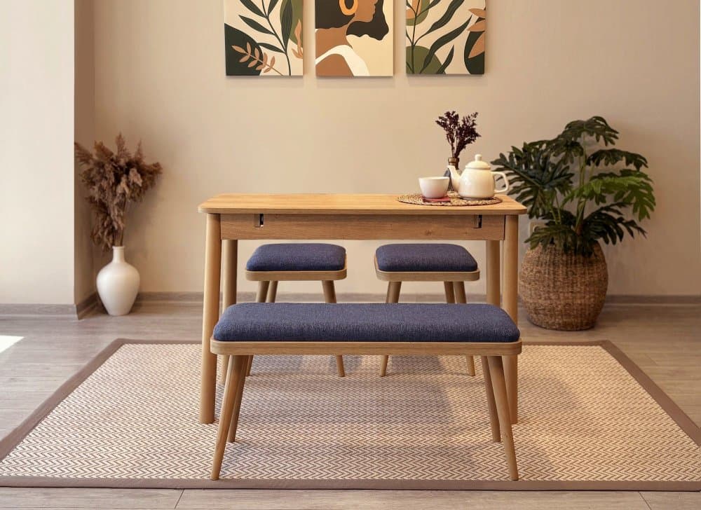 Jedálenský set s rozkladacím stolom a stoličkami (4 kusy) Vina Mini 04 1048 - Oak, Dark Blue 1