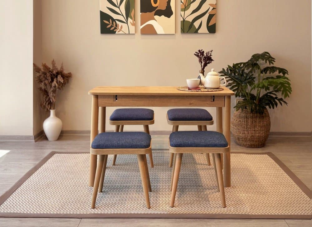 Jedálenský set s rozkladacím stolom a stoličkami (5 kusov) Vina Mini 05 1048 - Oak, Dark Blue 1