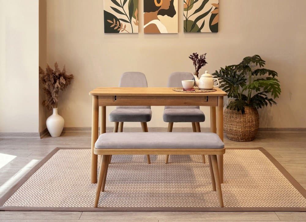 Jedálenský set s rozkladacím stolom a stoličkami (4 kusy) Vina Mini 01 0701 - Oak, Soho Grey 1