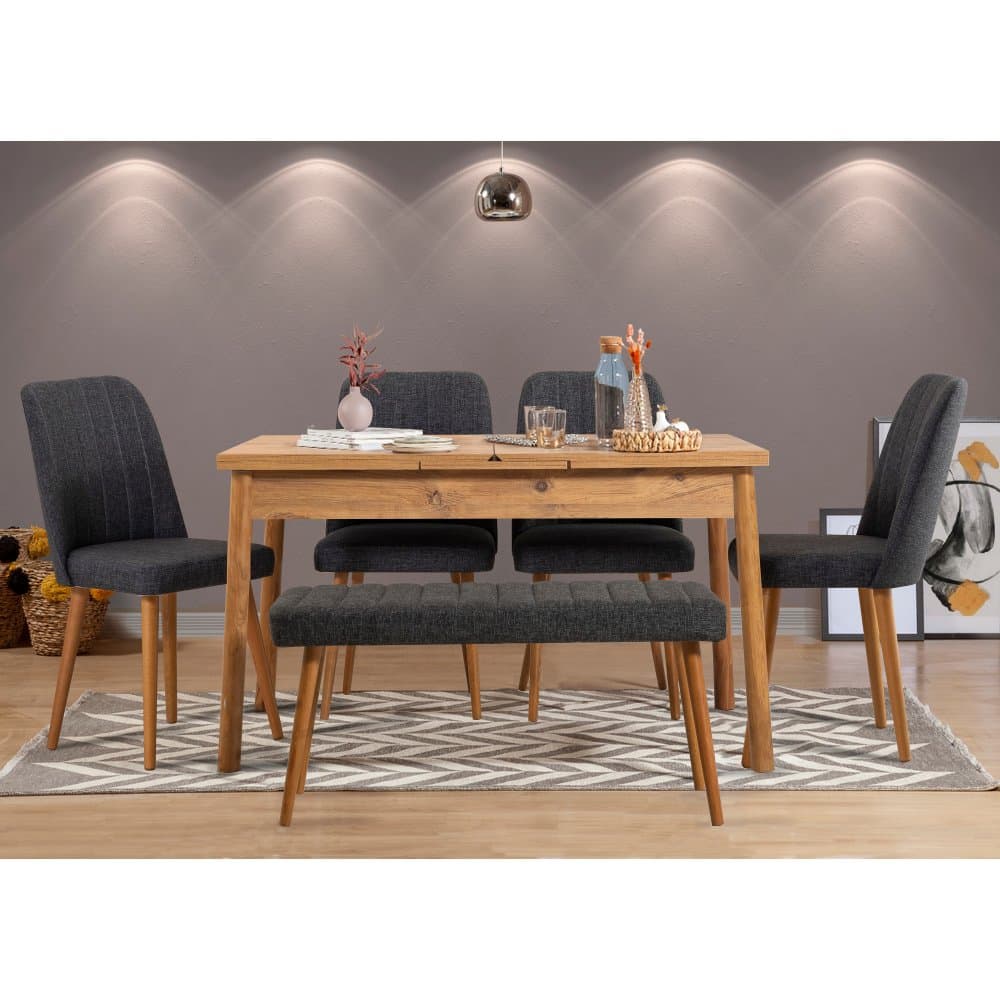 Jedálenský set s rozkladacím stolom a stoličkami (6 kusov) Santiago Atlantic Anthracite 1