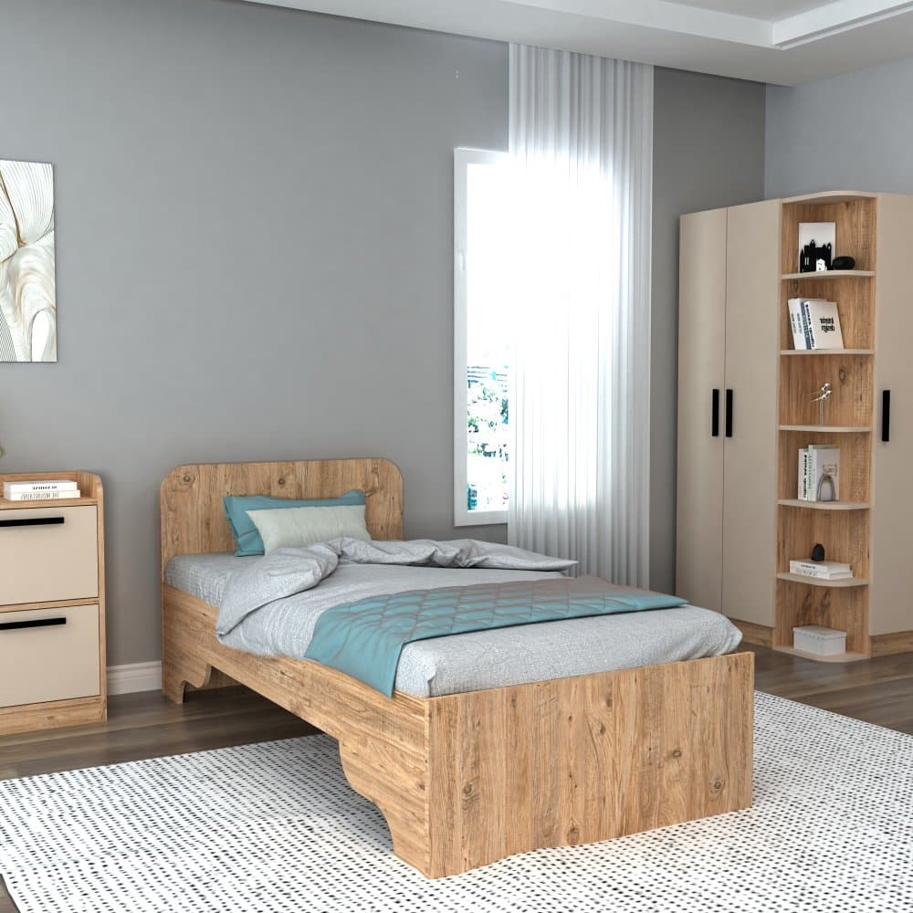 Rám jednolôžkovej postele Luses - Atlantic Pine, Beige