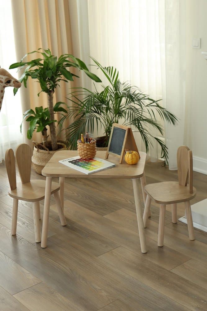 Kid's Table Set Bunny One Chair Set - Brown 1