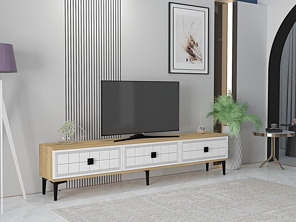 TV stolík Yuka 180 - Sapphire Oak, White 1