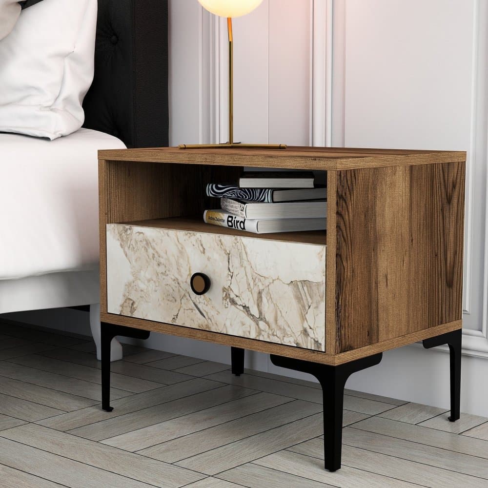 Nočný stolík Lizbon 531 - Walnut, White