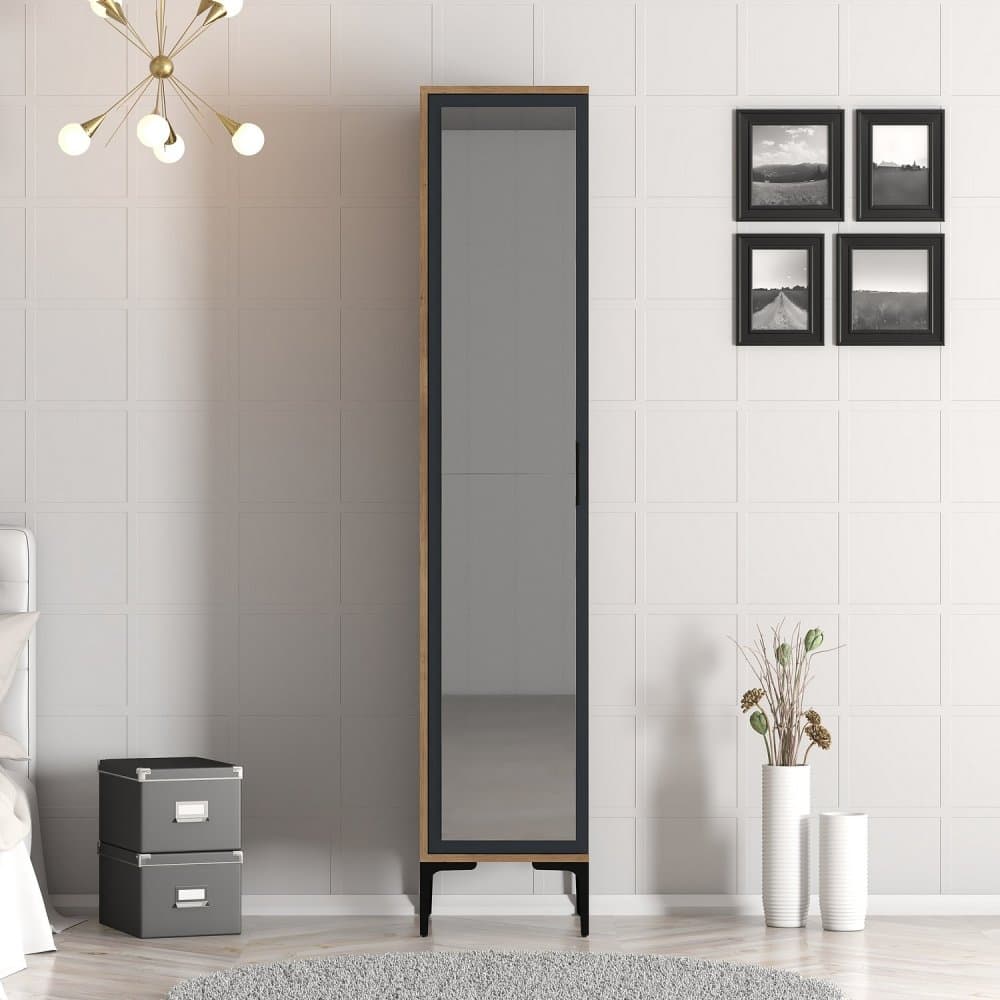Šatníková skriňa Kumsal R - Walnut, Anthracite