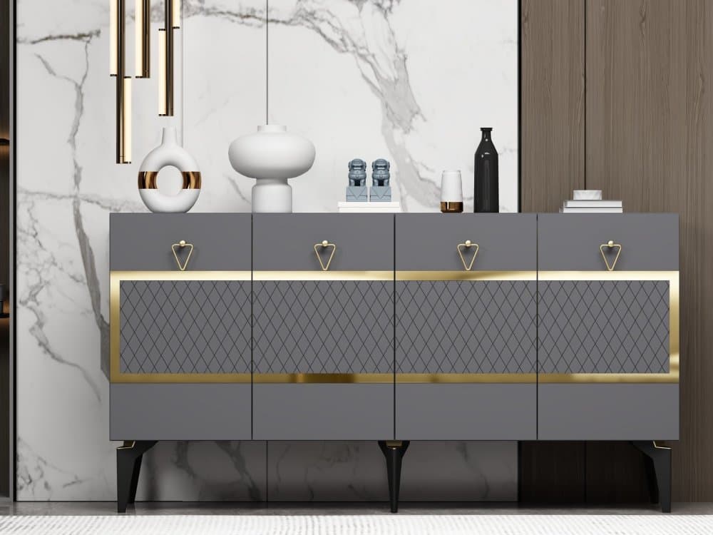 Konzolový stolík Ipek - Anthracite, Gold 1
