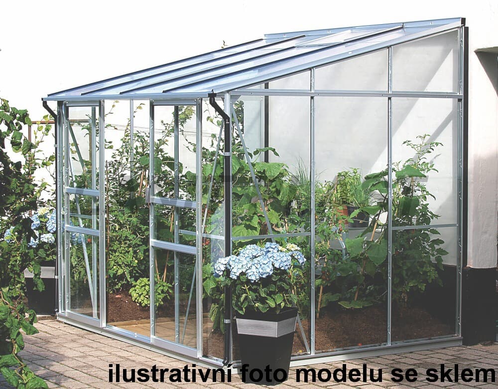 Skleník k stene VITAVIA IDA 5200 polykarbonát strieborný Dekorhome