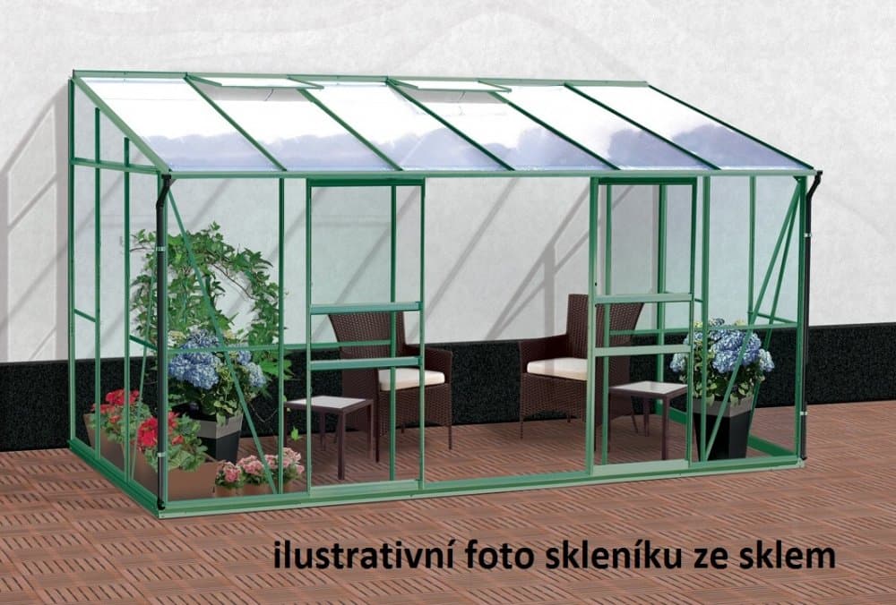 Skleník k stene IDA 7800 polykarbonát zelený Dekorhome 1