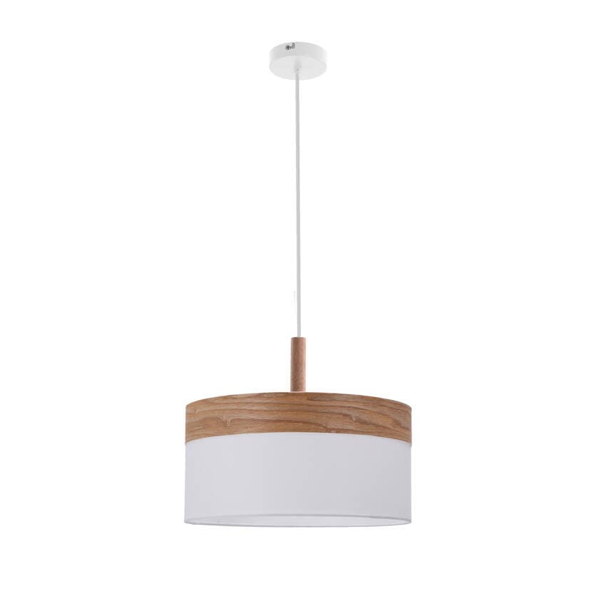 Závesná lampa Orto biela + drevená 1x60W E27 tienidlo hnedá + biela